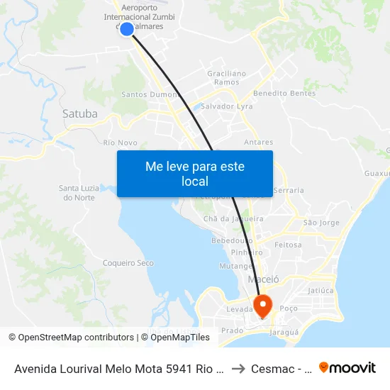 Avenida Lourival Melo Mota 5941 Rio Largo - Alagoas 57100-000 Brasil to Cesmac - Campus IV map