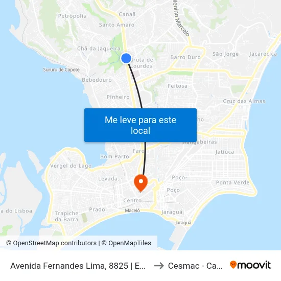 Avenida Fernandes Lima, 8825 | Equatorial Energia to Cesmac - Campus IV map