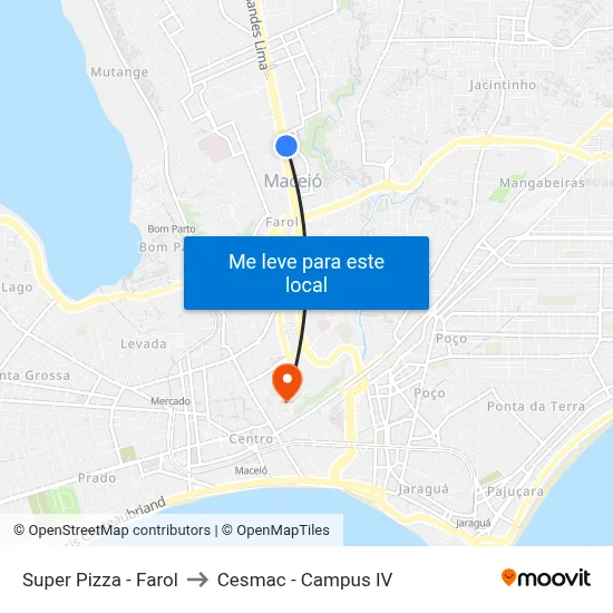 Super Pizza - Farol to Cesmac - Campus IV map