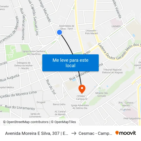 Avenida Moreira E Silva, 307 | Embratel to Cesmac - Campus IV map