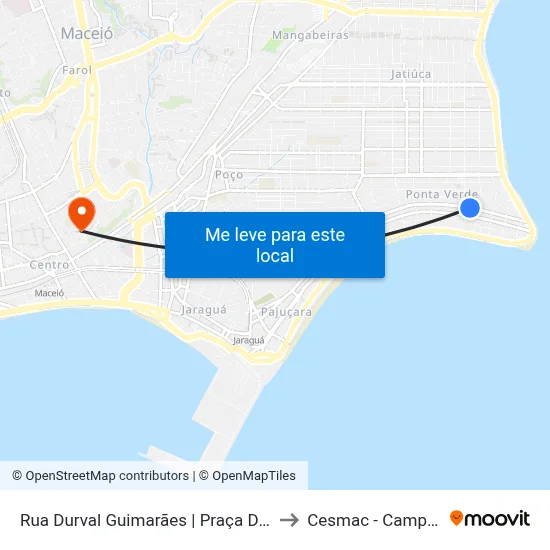 Rua Durval Guimarães | Praça Do Skate to Cesmac - Campus IV map