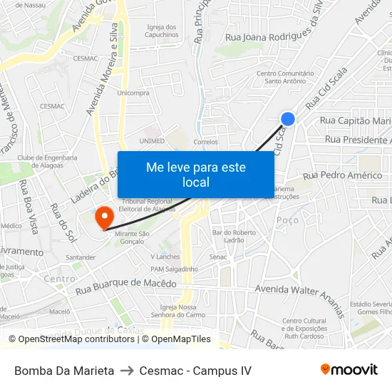 Bomba Da Marieta to Cesmac - Campus IV map
