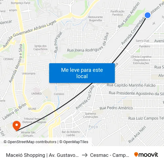 Maceió Shopping | Av. Gustavo Paiva to Cesmac - Campus IV map