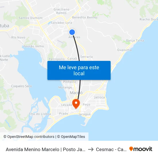 Avenida Menino Marcelo | Posto Jacutinga 5332-5472 to Cesmac - Campus IV map