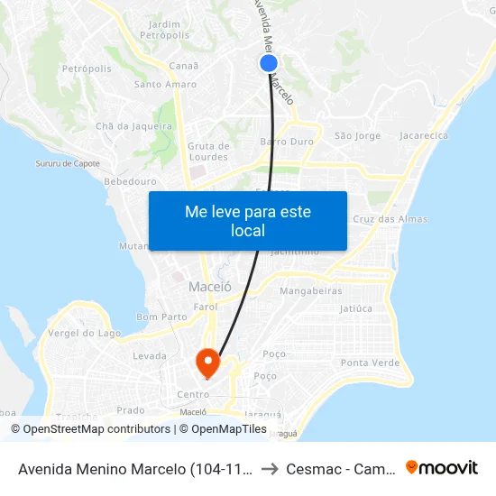 Avenida Menino Marcelo (104-110-117-214) to Cesmac - Campus IV map