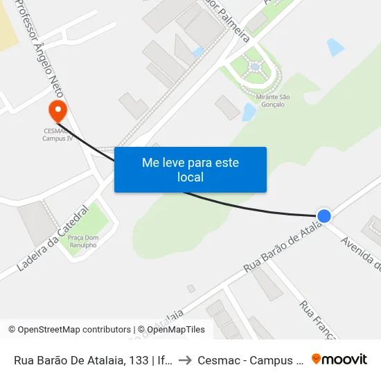 Rua Barão De Atalaia, 133 | Ifal to Cesmac - Campus IV map