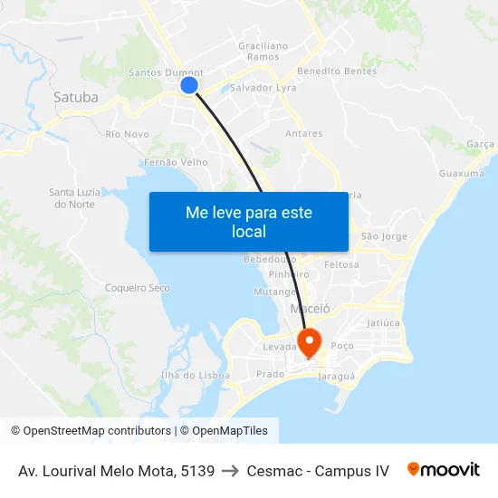 Av. Lourival Melo Mota, 5139 to Cesmac - Campus IV map