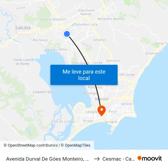 Avenida Durval De Góes Monteiro, 4354 | Upa Tabuleiro to Cesmac - Campus IV map