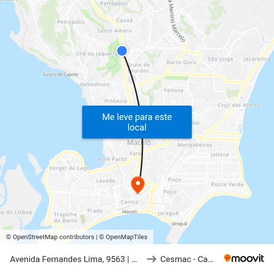 Avenida Fernandes Lima, 9563 | Walmart Farol to Cesmac - Campus IV map