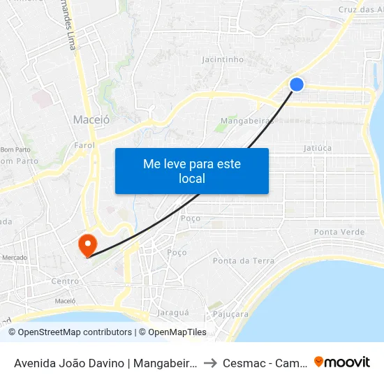 Avenida João Davino | Mangabeiras Veiculos to Cesmac - Campus IV map