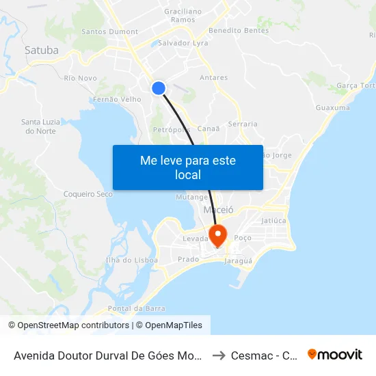 Avenida Doutor Durval De Góes Monteiro, 7625 | Piedade to Cesmac - Campus IV map