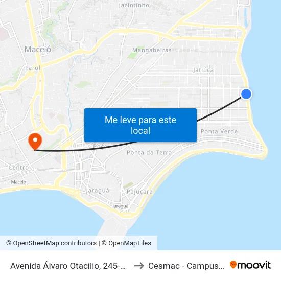Avenida Álvaro Otacílio, 245-800 to Cesmac - Campus IV map