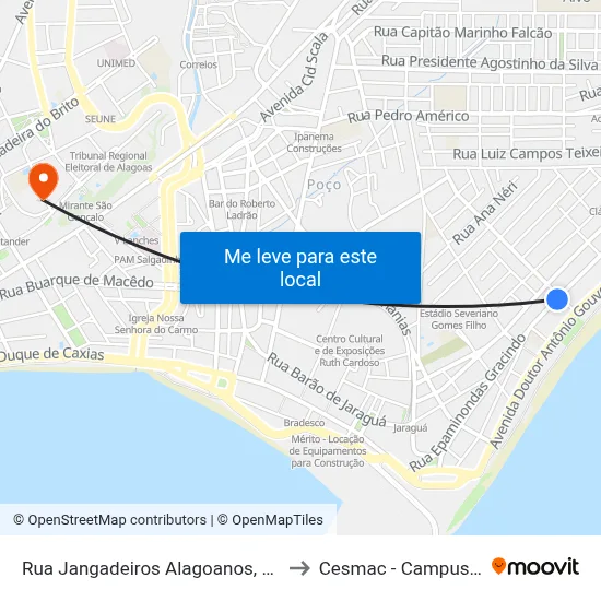 Rua Jangadeiros Alagoanos, 844 to Cesmac - Campus IV map