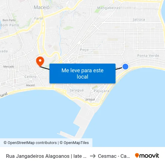 Rua Jangadeiros Alagoanos | Iate Clube Pajuçara to Cesmac - Campus IV map