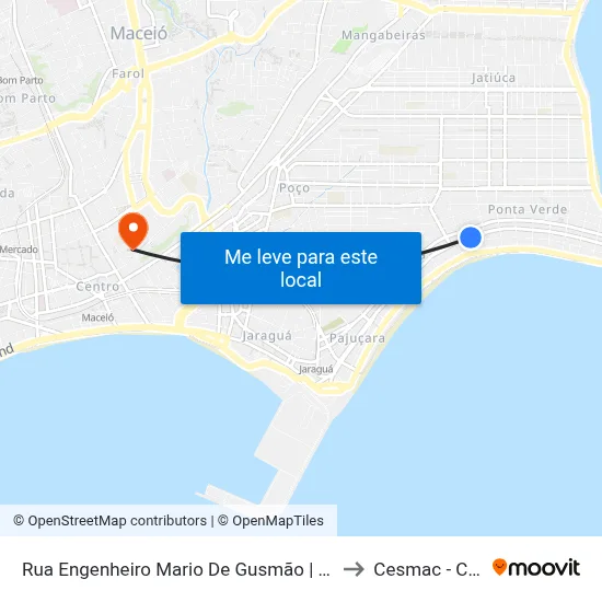 Rua Engenheiro Mario De Gusmão | Pavilhão Do Artesanato to Cesmac - Campus IV map