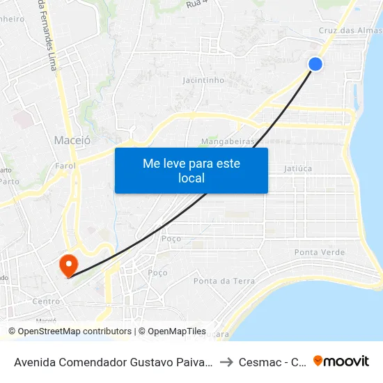 Avenida Comendador Gustavo Paiva, 2990-2996 | Casa Viera to Cesmac - Campus IV map