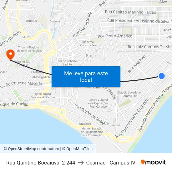 Rua Quintino Bocaiúva, 2-244 to Cesmac - Campus IV map