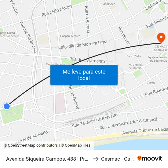 Avenida Siqueira Campos, 488 | Praça Da Faculdade to Cesmac - Campus IV map
