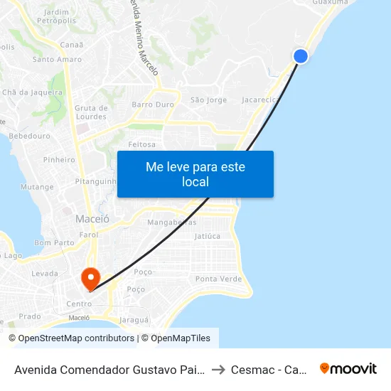 Avenida Comendador Gustavo Paiva, 6822-6994 to Cesmac - Campus IV map