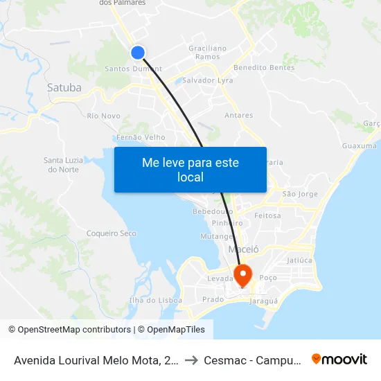 Avenida Lourival Melo Mota, 2065 to Cesmac - Campus IV map