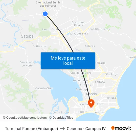 Terminal Forene (Embarque) to Cesmac - Campus IV map
