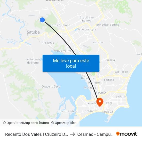 Recanto Dos Vales | Cruzeiro Do Sul to Cesmac - Campus IV map