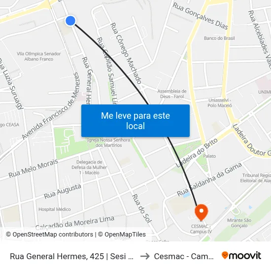 Rua General Hermes, 425 | Sesi Cambona to Cesmac - Campus IV map