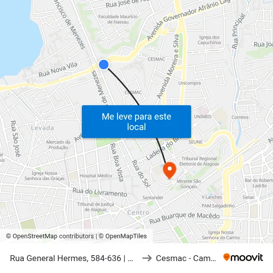 Rua General Hermes, 584-636 | Unicompra to Cesmac - Campus IV map