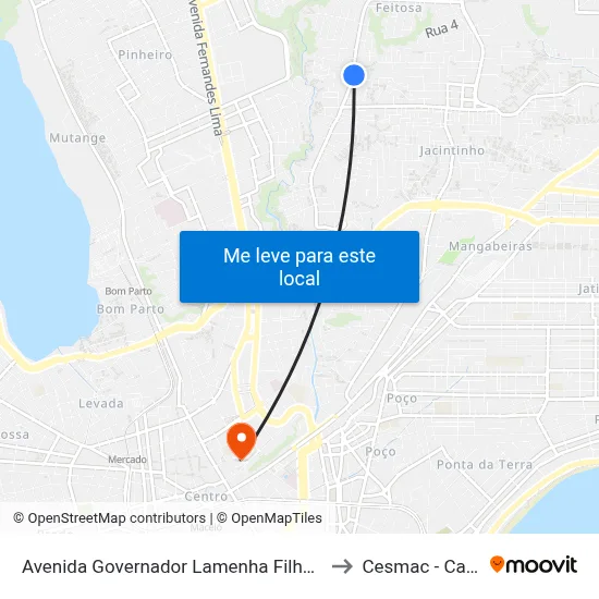 Avenida Governador Lamenha Filho, 1332 | Artemísia to Cesmac - Campus IV map