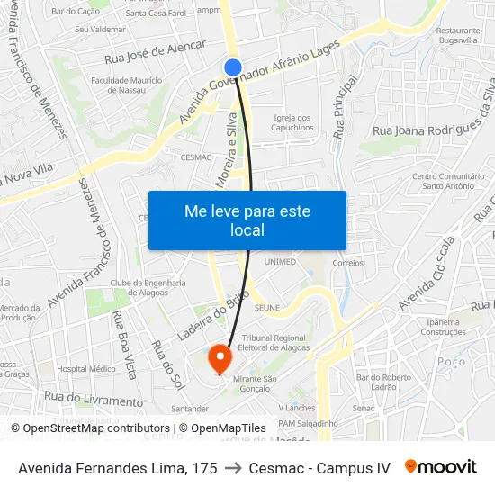 Avenida Fernandes Lima, 175 to Cesmac - Campus IV map