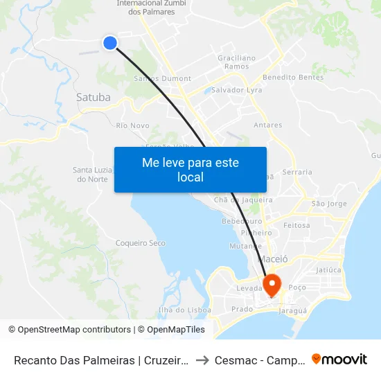 Recanto Das Palmeiras | Cruzeiro Do Sul to Cesmac - Campus IV map