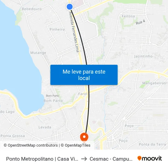 Ponto Metropolitano | Casa Vieira to Cesmac - Campus IV map