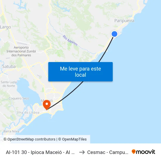 Al-101 30 - Ipioca Maceió - Al Brasil to Cesmac - Campus IV map