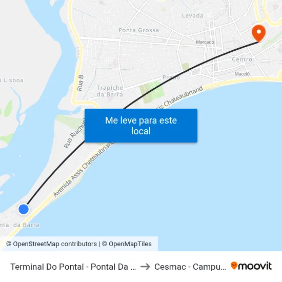 Terminal Do Pontal - Pontal Da Barra to Cesmac - Campus IV map