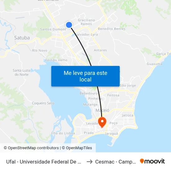 Ufal -  Universidade Federal De Alagoas to Cesmac - Campus IV map