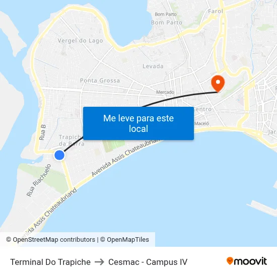 Terminal Do Trapiche to Cesmac - Campus IV map