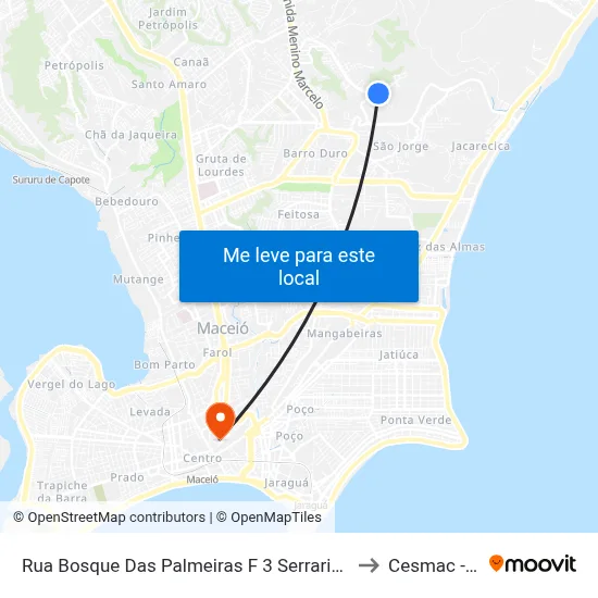 Rua Bosque Das Palmeiras F 3 Serraria Maceió - Alagoas 57046-000 Brasil to Cesmac - Campus IV map
