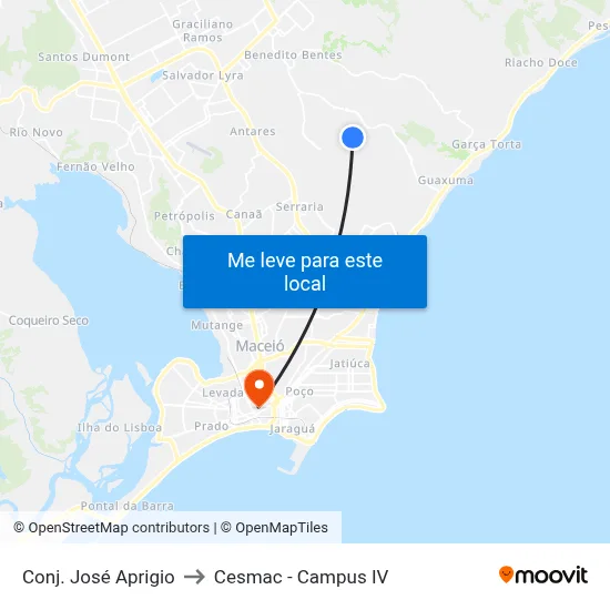 Conj. José Aprigio to Cesmac - Campus IV map