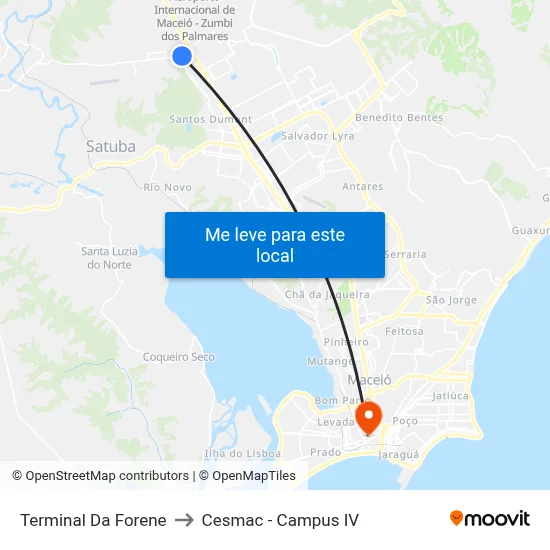Terminal Da Forene to Cesmac - Campus IV map