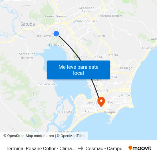 Terminal Rosane Collor - Clima Bom to Cesmac - Campus IV map