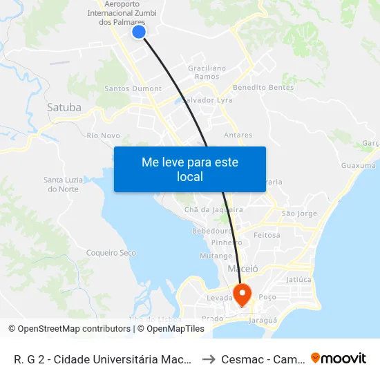 R. G 2 - Cidade Universitária Maceió - Al Brasil to Cesmac - Campus IV map