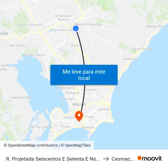 R. Projetada Seiscentos E Setenta E Nove 330 - Antares Maceió - Al 57083-031 Brasil to Cesmac - Campus IV map