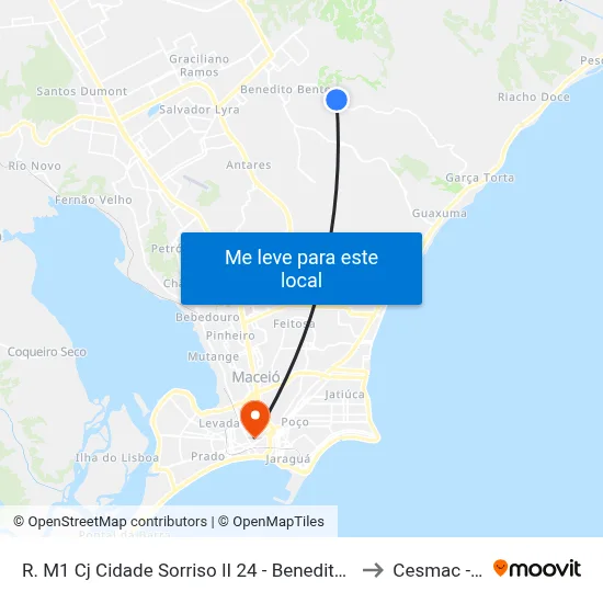 R. M1 Cj Cidade Sorriso II 24 - Benedito Bentes Maceió - Al 57084-024 Brasil to Cesmac - Campus IV map