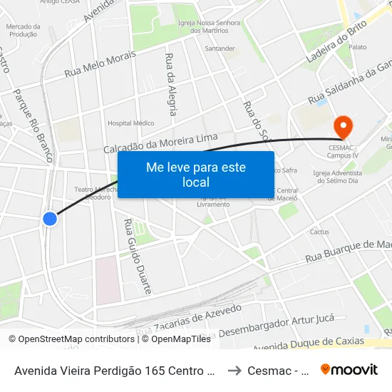 Avenida Vieira Perdigão 165 Centro Maceió - Al 57020-290 Brasil to Cesmac - Campus IV map