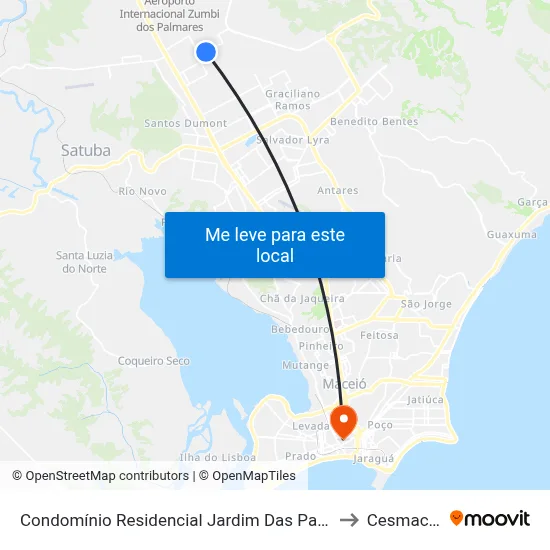Condomínio Residencial Jardim Das Palmeiras - Cidade Universitária Maceió - Al Brasil to Cesmac - Campus IV map
