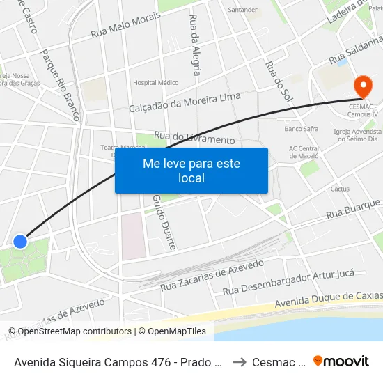 Avenida Siqueira Campos 476 - Prado Maceió - Al República Federativa Do Brasil to Cesmac - Campus IV map