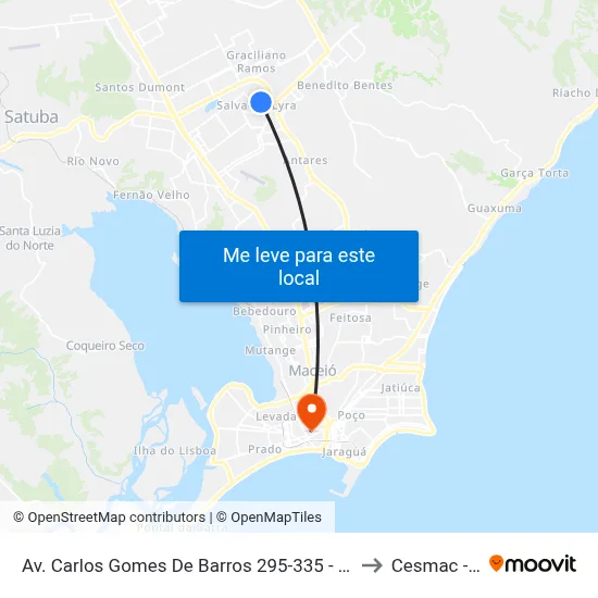 Av. Carlos Gomes De Barros 295-335 - Tabuleiro Do Martins Maceió - Al Brasil to Cesmac - Campus IV map