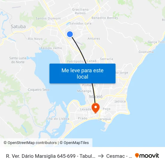 R. Ver. Dário Marsiglia 645-699 - Tabuleiro Do Martins Maceió - Al Brasil to Cesmac - Campus IV map