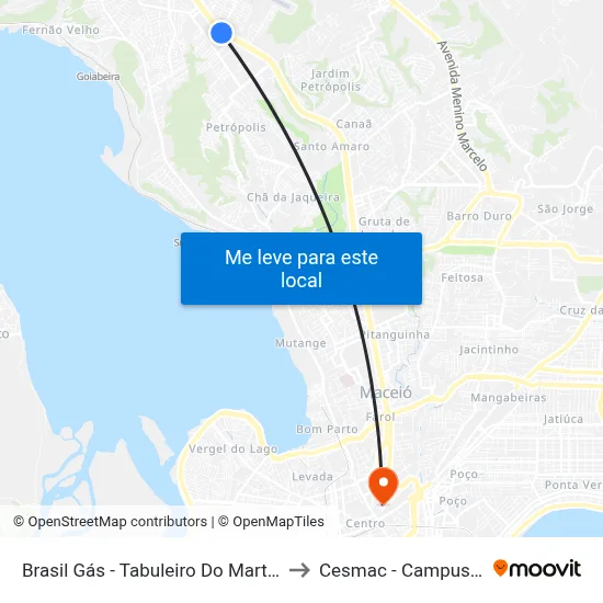 Brasil Gás - Tabuleiro Do Martins to Cesmac - Campus IV map
