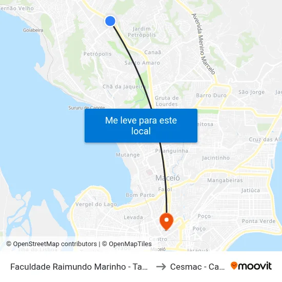 Faculdade Raimundo Marinho - Tabuleiro Do Martins to Cesmac - Campus IV map